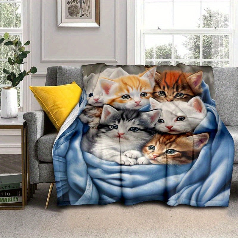 FluffyCat - Soft Flannel Throw with Cat Print