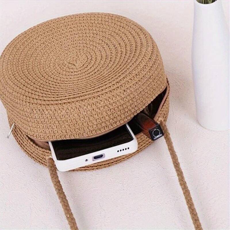 BellaRound Bag - Sac Bandoulière Rond en Paille