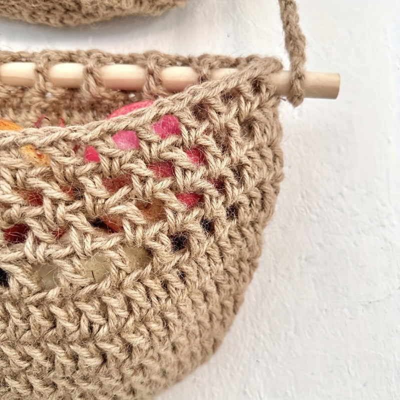 BohoCharm - Three-Tier Hanging Hemp Storage Bag for Fruits and Vegetables