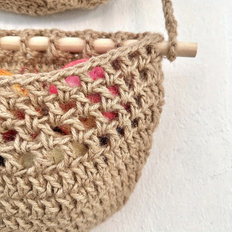 BohoCharm - Three-Tier Hanging Hemp Storage Bag for Fruits and Vegetables