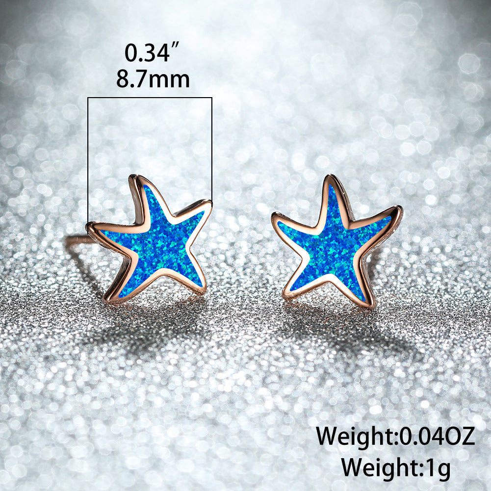 Marina - Boucles d'oreilles étoile de mer en opale bleue