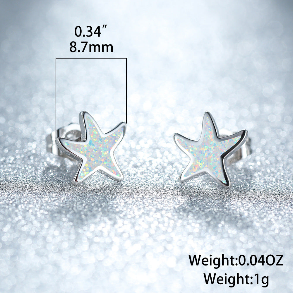 Marina - Boucles d'oreilles étoile de mer en opale bleue