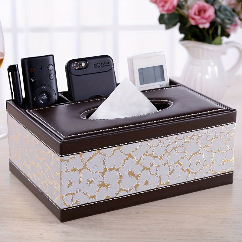 Chic Organizer - Faux Leather Storage Box with 4 Compartments
