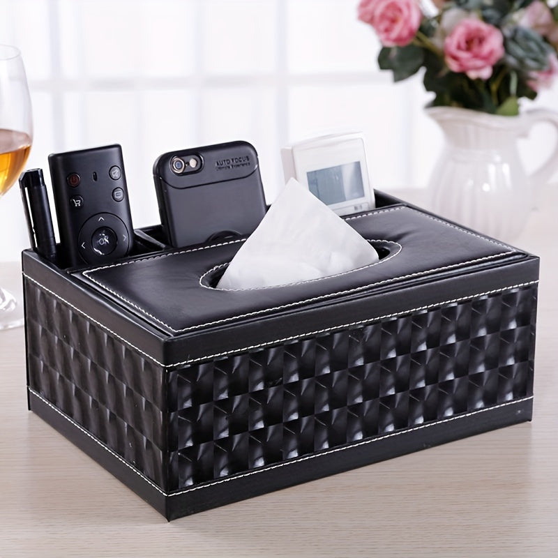 Chic Organizer - Faux Leather Storage Box with 4 Compartments