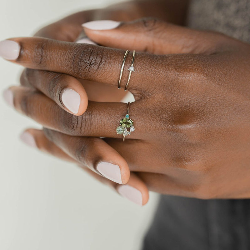 Selene - Bague péridot naturel et zircone étincelante