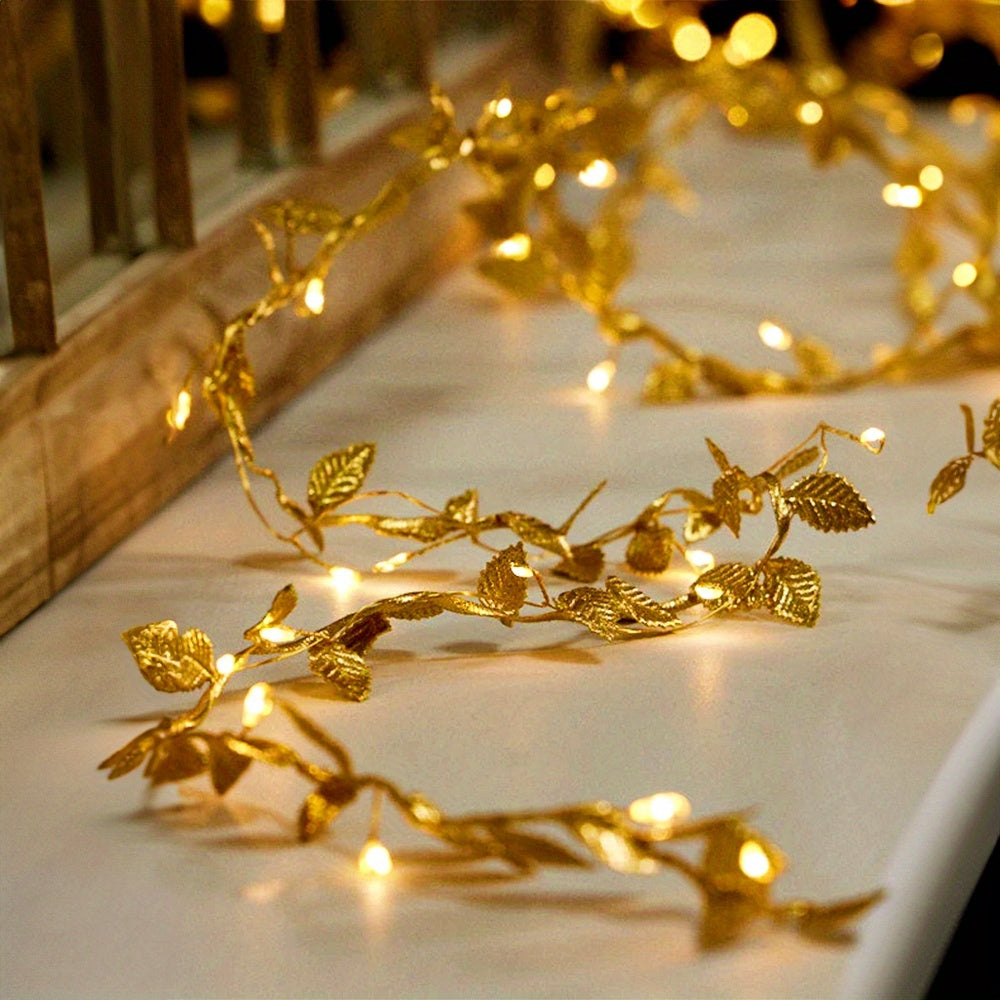 FairyLume - Elegant Golden Leaf String Lights
