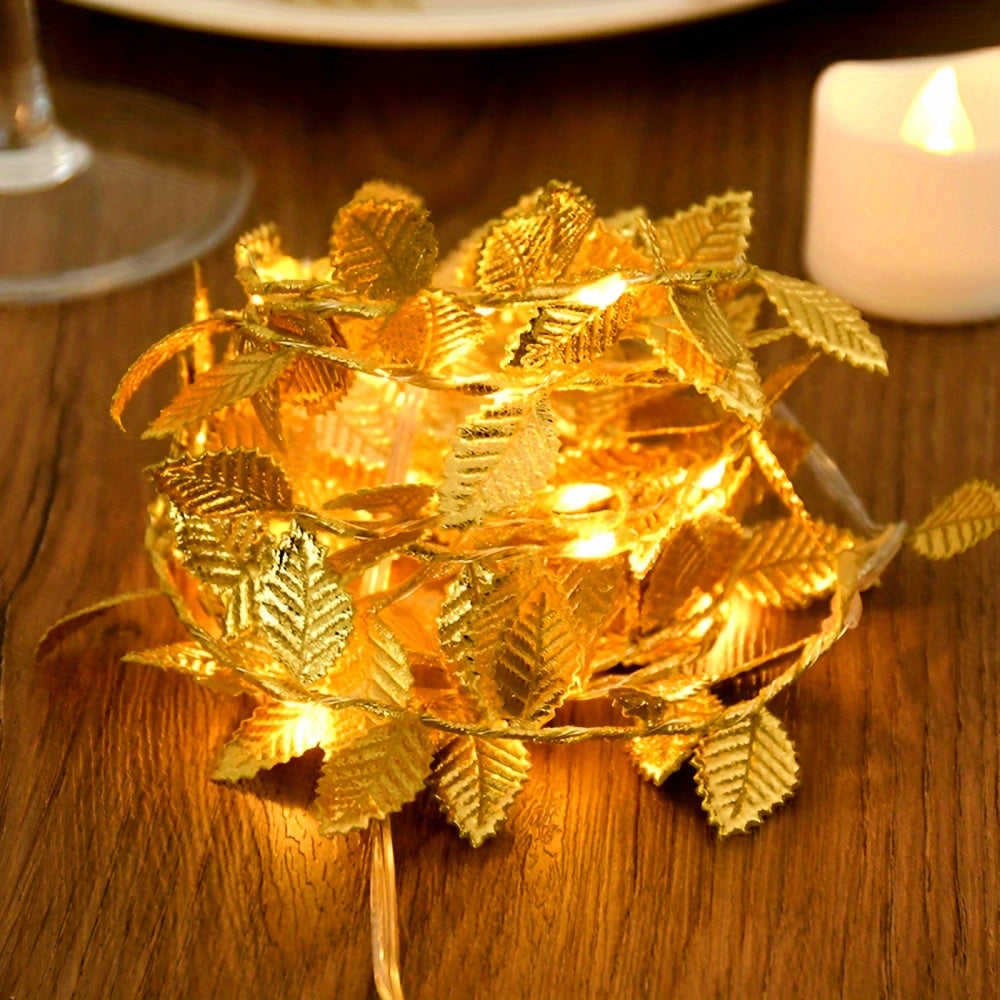 FairyLume - Elegant Golden Leaf String Lights
