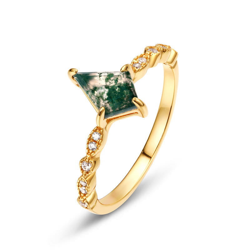 Lana - Parure agate mousse et zircon blanc élégante