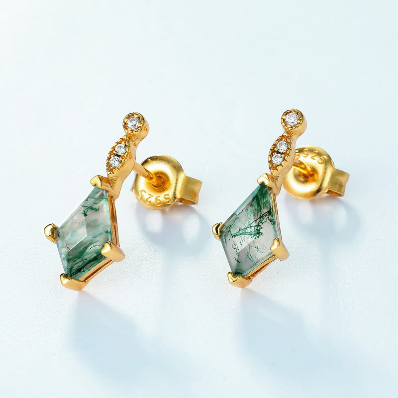 Lana - Parure agate mousse et zircon blanc élégante