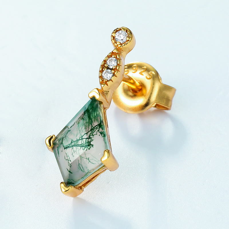 Lana - Parure agate mousse et zircon blanc élégante
