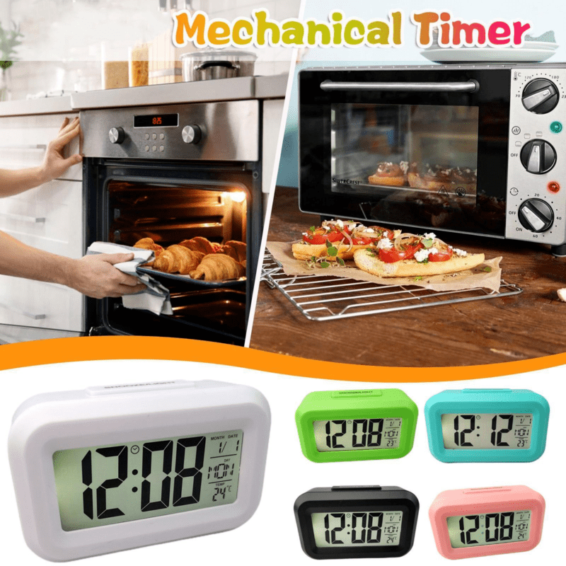 SmartAlarm Clock - Compact LCD Alarm Clock with Music Alarm and Temperature