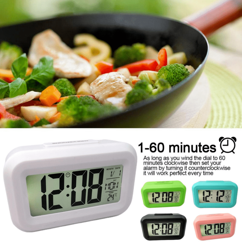 SmartAlarm Clock - Compact LCD Alarm Clock with Music Alarm and Temperature