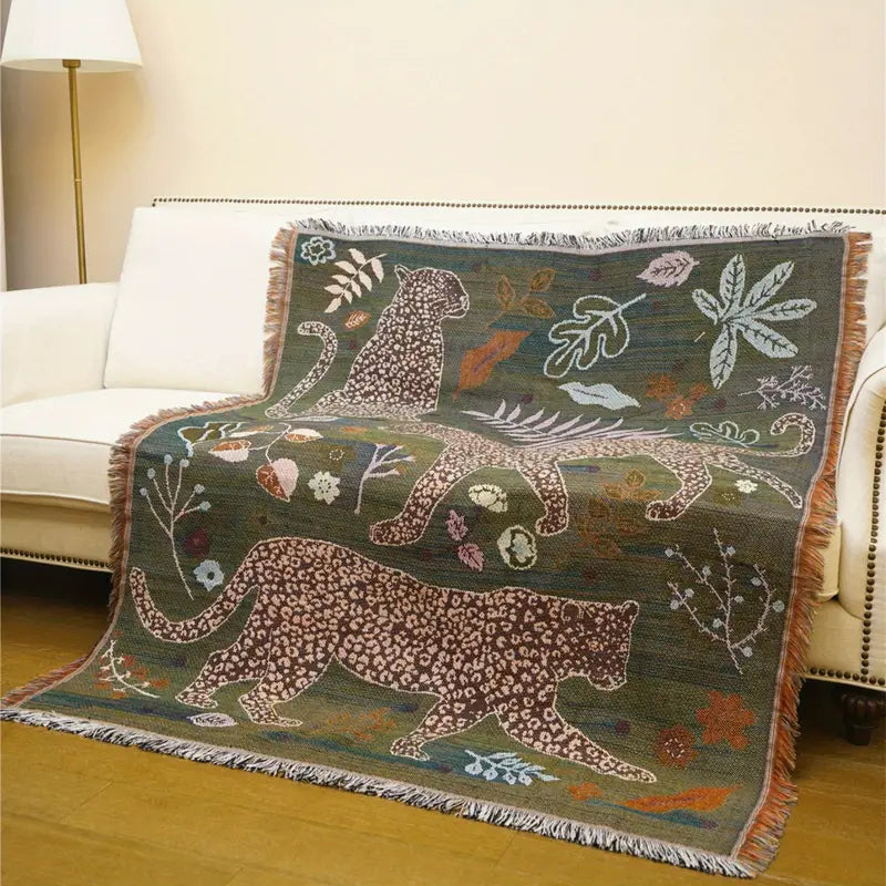 Boho Luxe Tigre - Elegant Cotton Throw Blanket for Your Home