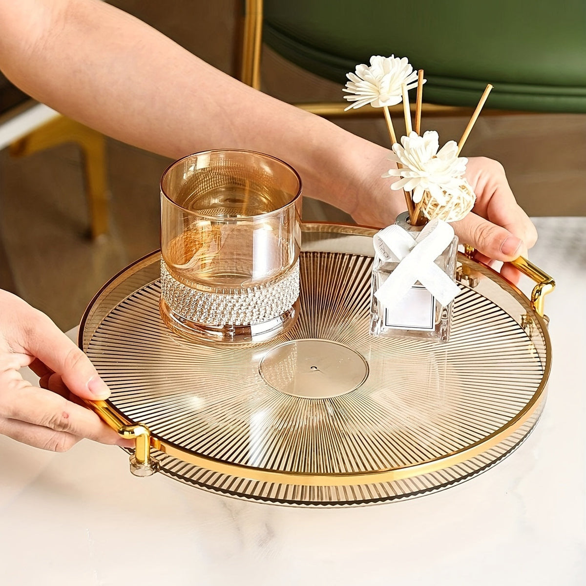Gilded Elegance - Luxury Serving Bowl with Gold Handles