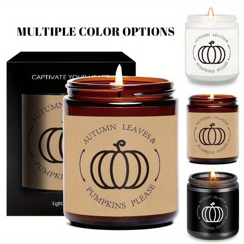 AutumnGlow - Autumn Leaves and Pumpkin Scented Candle in Glass Jar
