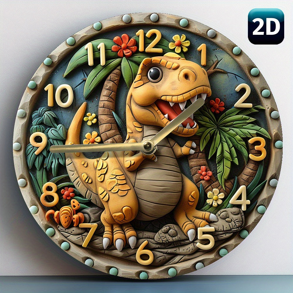 DinoTime Clock - Horloge murale dinosaure pour chambre d'enfant