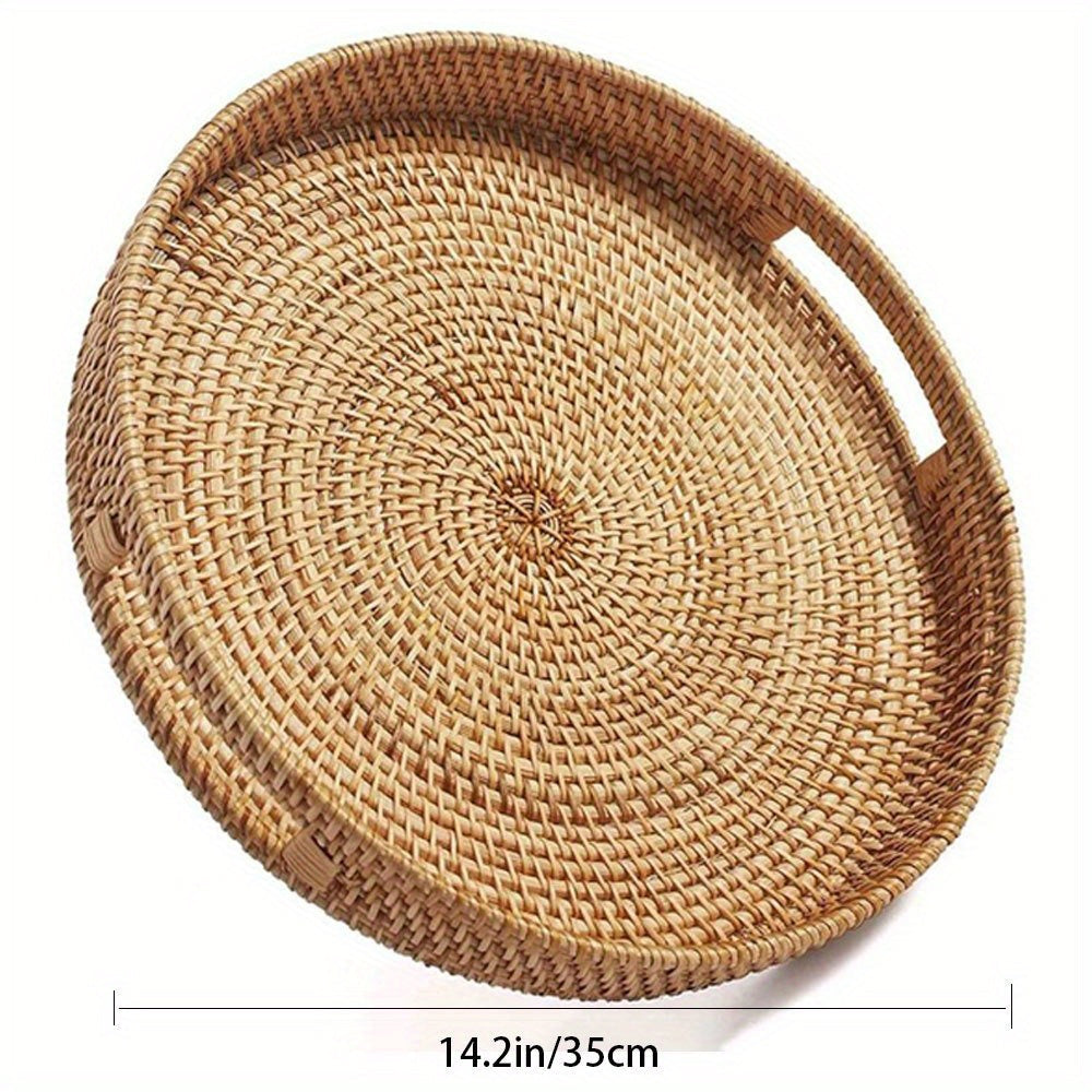 RattanServe - Handwoven Natural Rattan Serving Tray