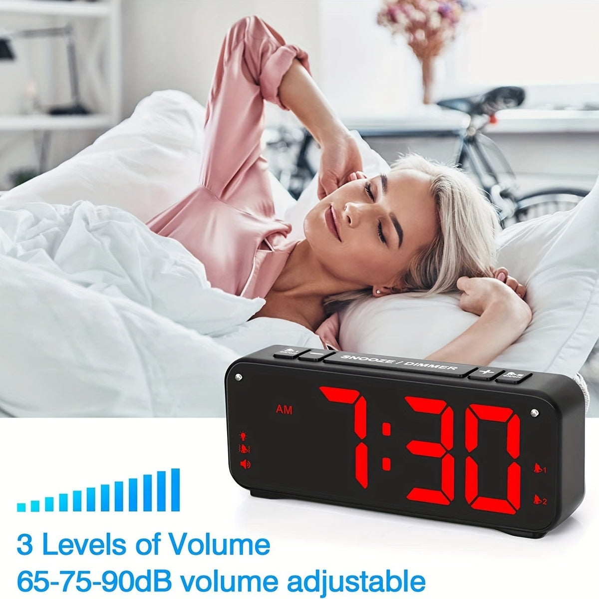 LoudClock - Powerful Vibrating Alarm Clock with LED Display