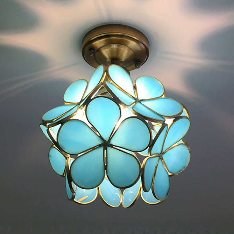 PetalLume - Retro Floral Glass Ceiling Light