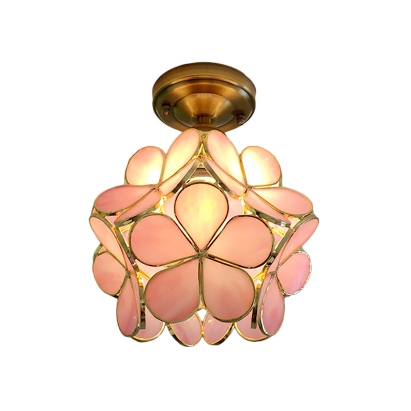 PetalLume - Retro Floral Glass Ceiling Light