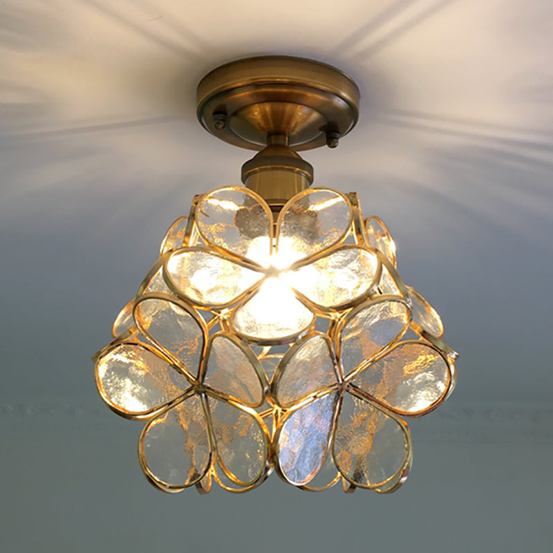 PetalLume - Retro Floral Glass Ceiling Light
