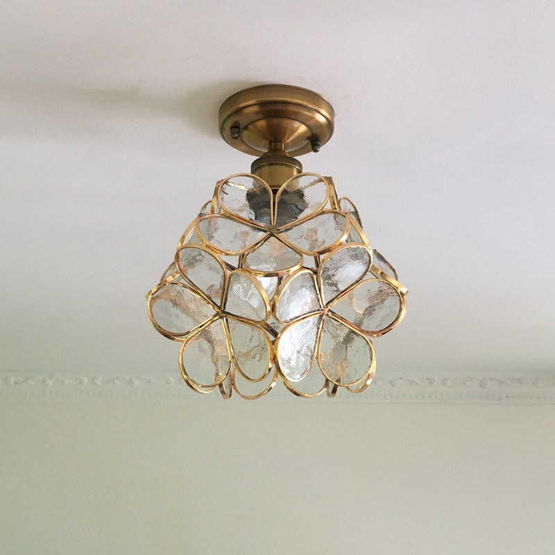 PetalLume - Retro Floral Glass Ceiling Light