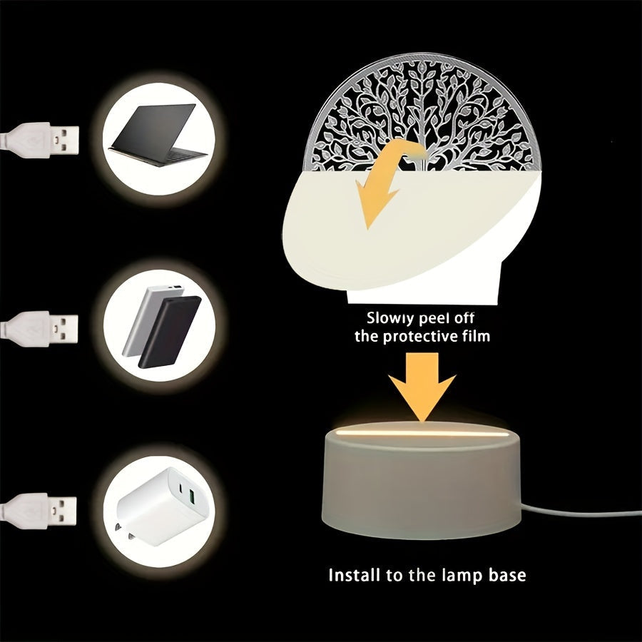GlowTree Lamp - 3D Acrylic Night Light with USB Power