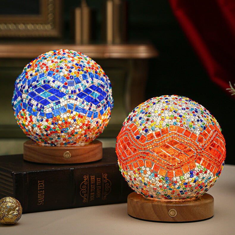 Birchara - Modern Wood and Glass USB Table Lamp