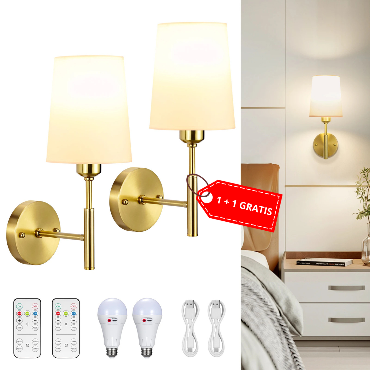 Nova Wall Sconce - Rechargeable USB Wireless Lamp