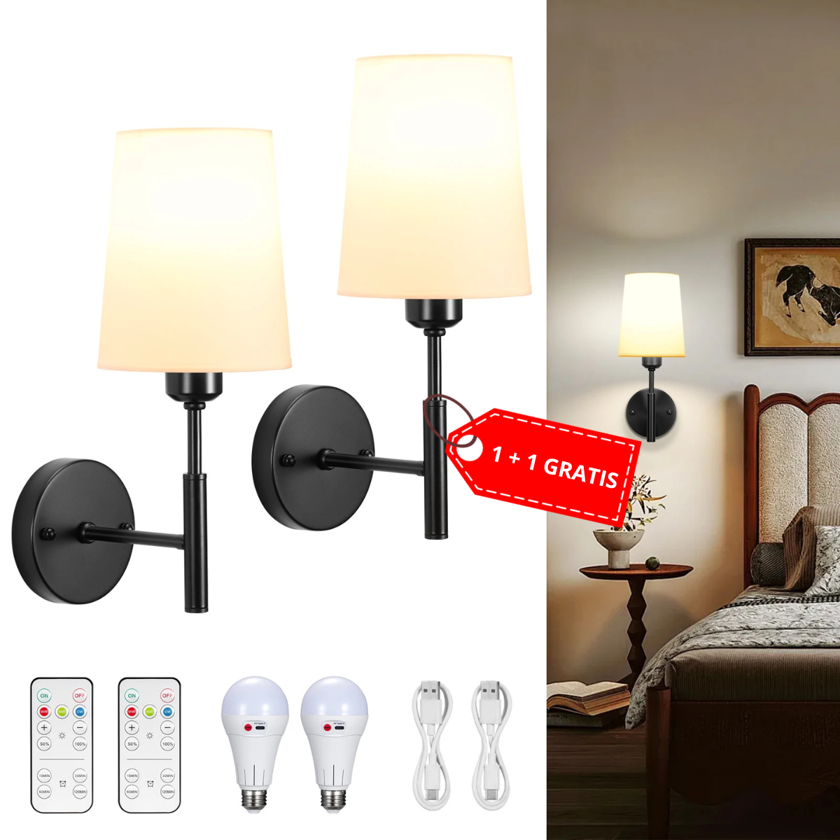 Nova Wall Sconce - Rechargeable USB Wireless Lamp