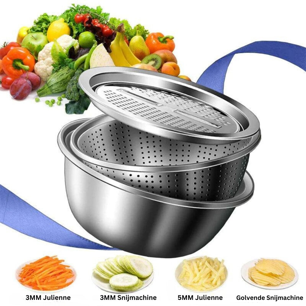 Master Chop - Râpe de Cuisine 3-en-1 en Acier Inoxydable