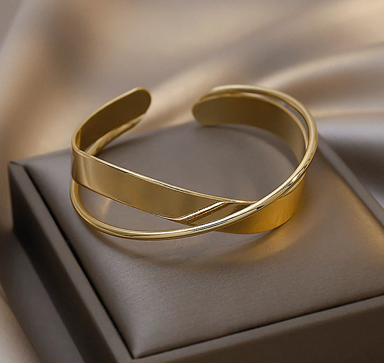 Bracelet Européen Croisé - Argent ou Doré 18K