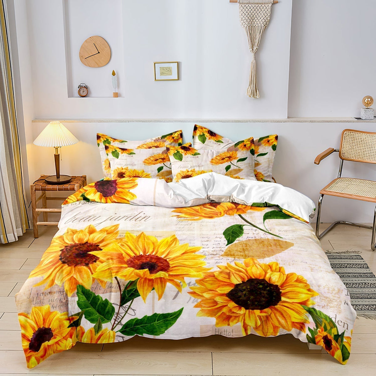 DunaBloom - Soft Sunflower Duvet Cover for a Bright Natural Bedroom