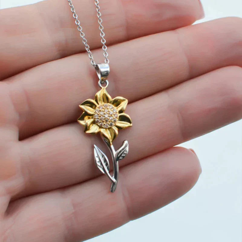 Collier Tournesol Argent Doré avec Zirconia - Élégant