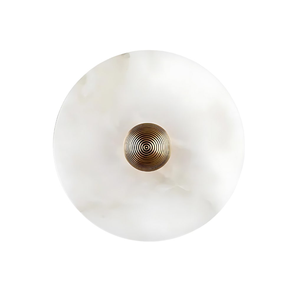 Aurora d'Or - Round Alabaster and Aluminum Wall Sconce