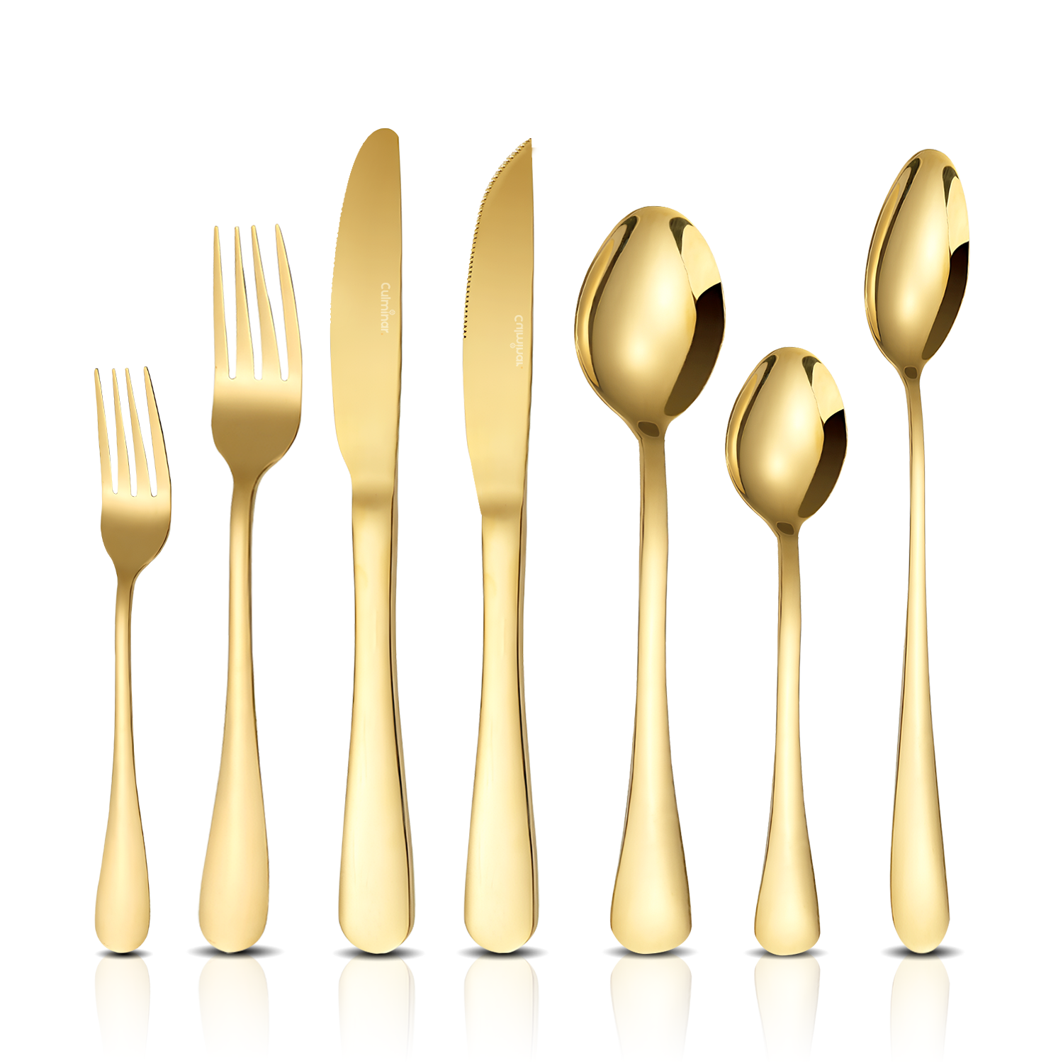 GlamourCutlery - Ménagère Dorée Champagne de Luxe 42 Pièces