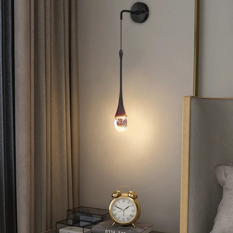 LuxeSphere - Elegant Glass Teardrop Wall Sconce