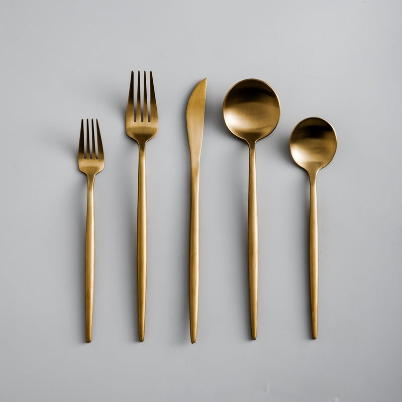 CarvonSteel - Minimalist Flatware Set in Stainless Steel with Titanium Finish