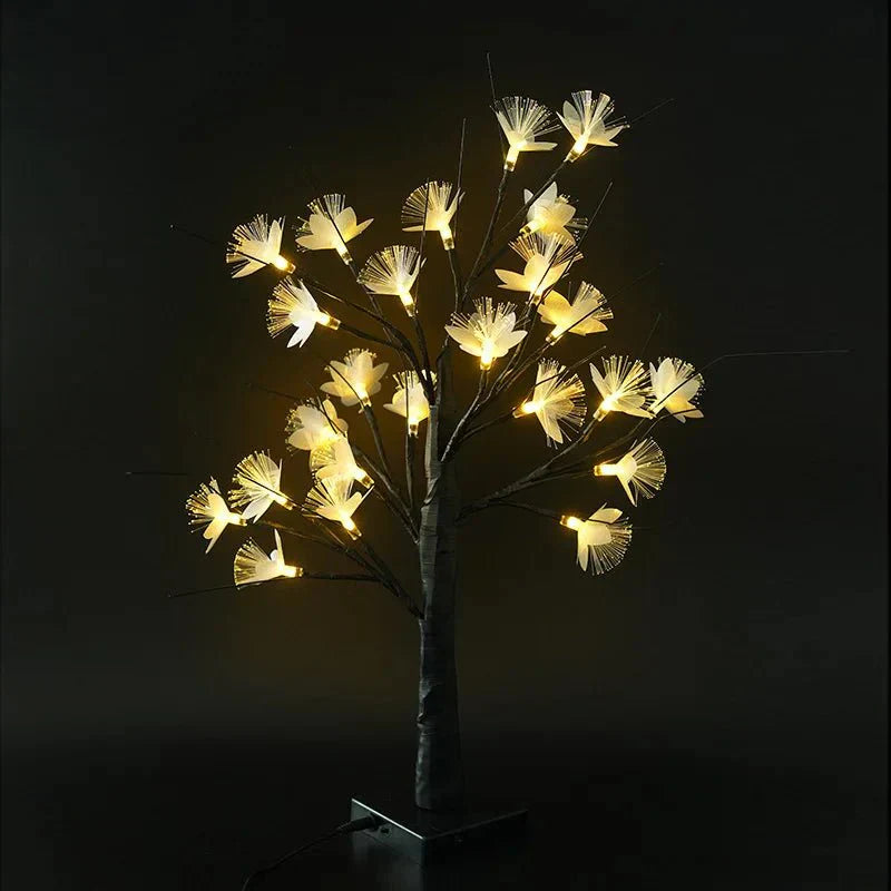 BonsaiGlow Lampe de Table - Arbre à Roses Envoûtant en Fibre Optique