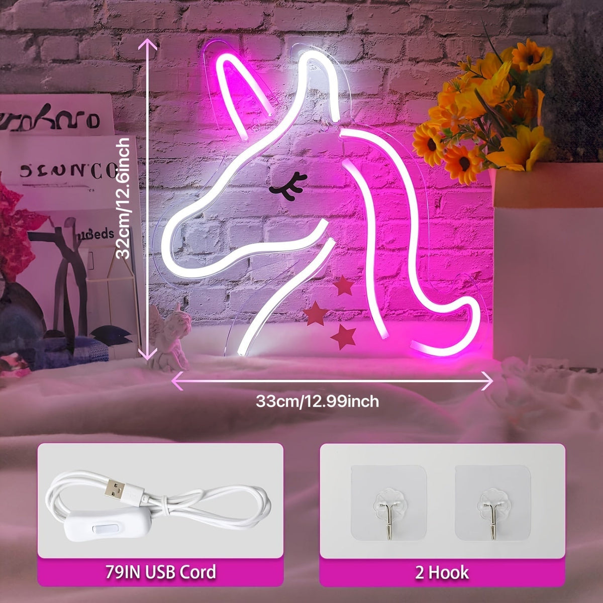 NeonMagic Light - Pink Neon Wall Lamp with Mythical Creature Design