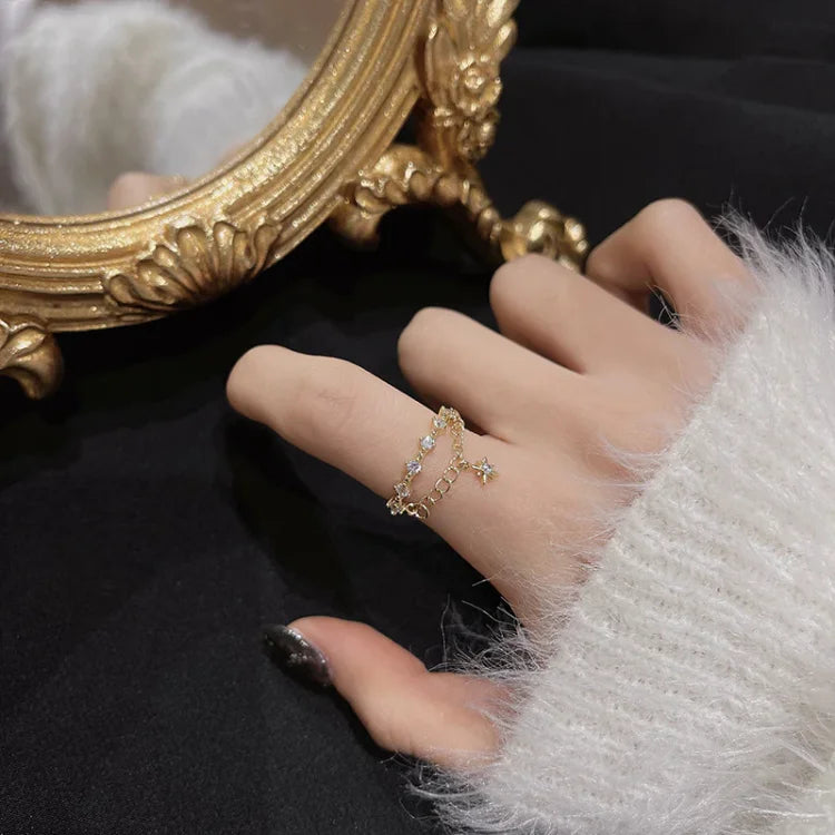 Lyra - Bague hexagramme dorée collection élégante