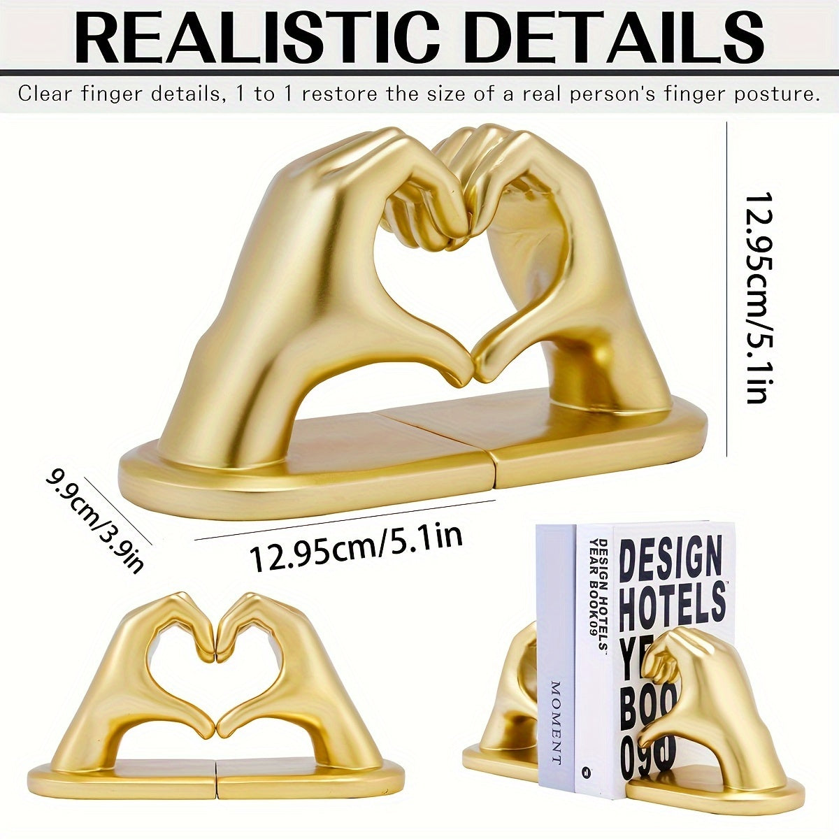 GoldenHeart - Luxury Heart-Shaped Bookends (Set of 2)