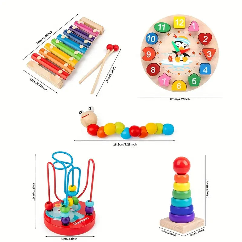BravoBlocks 5-in-1 Montessori Set - Educational Wooden Toy for Kids