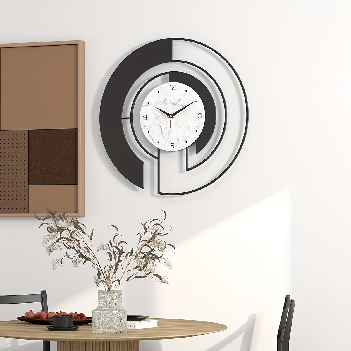 GeoClock - Black Geometric Wall Clock with Minimalist Design