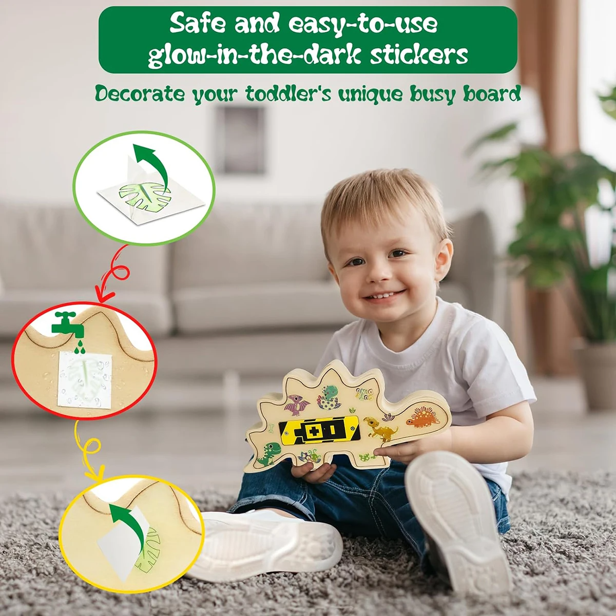 Odessaur - Montessori Dinosaur Sensory Board with LED Lights