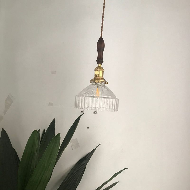 LoftLuxe Pendant - Rustic Ribbed Glass Industrial Light