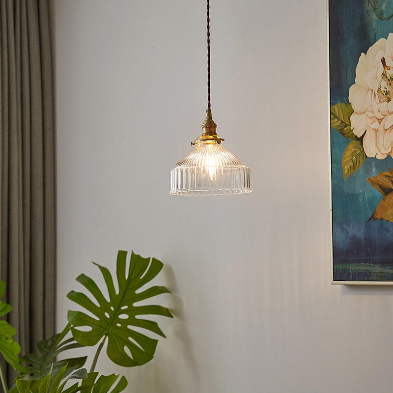 LoftLuxe Pendant - Rustic Ribbed Glass Industrial Light