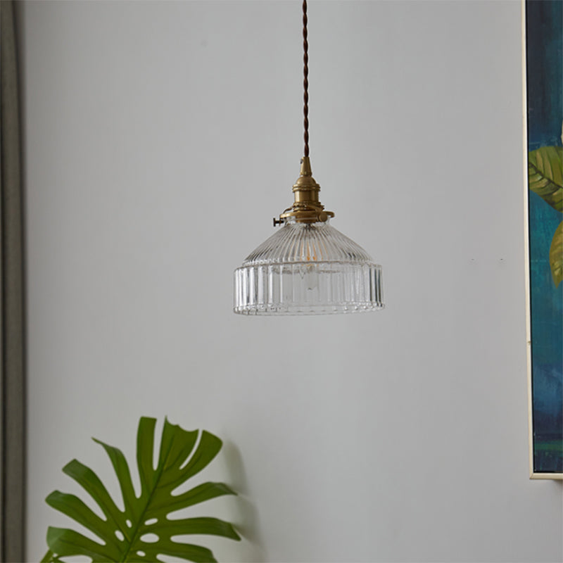 LoftLuxe Pendant - Rustic Ribbed Glass Industrial Light