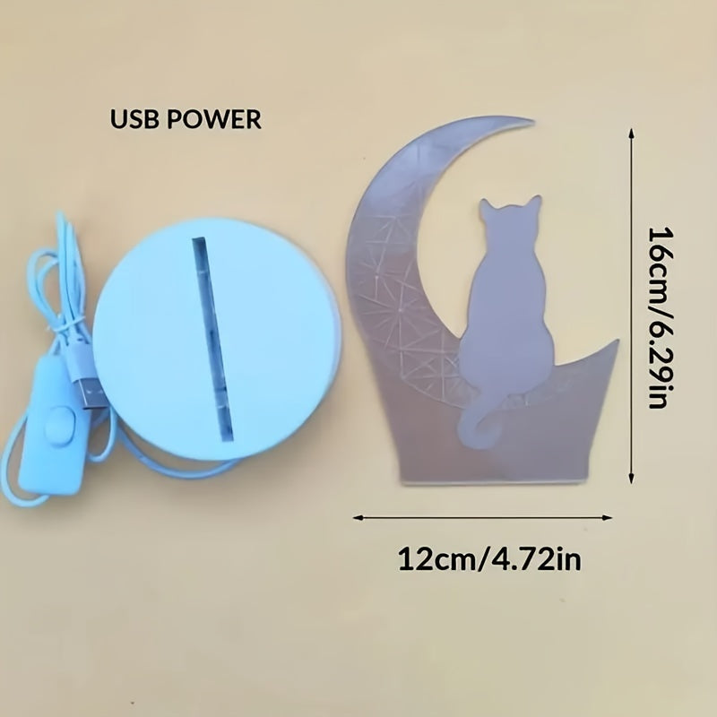 MoonGlow Lamp - 3D Cat Table Lamp with USB Lighting