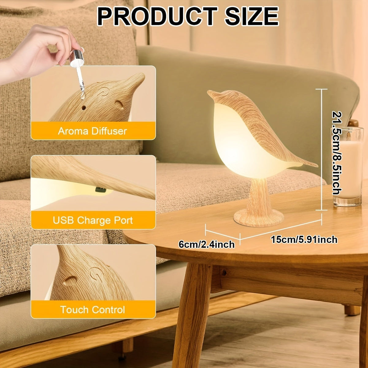 BrightNest - Touch USB LED Bird Table Lamp